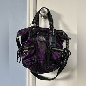 Like new Coach Daisy poppy glam glitter ocelot purple bag